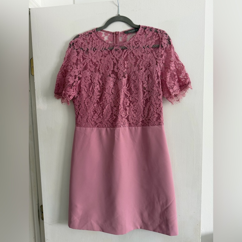Pink Lace Overlay Dress